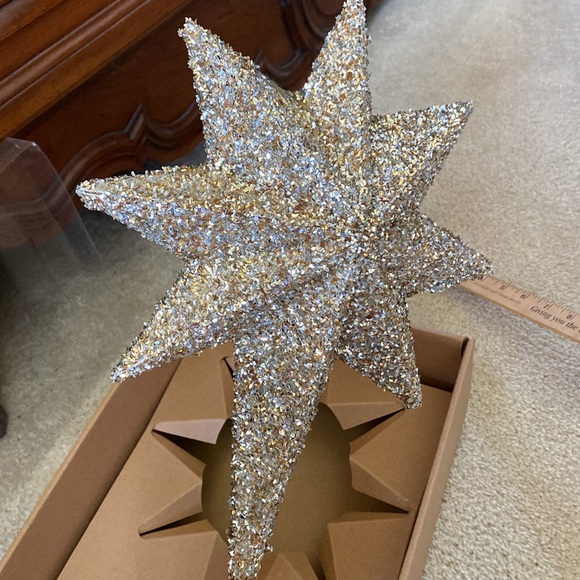 Silver and gold Star Christmas tree topper, NIB - Picture 7 of 7